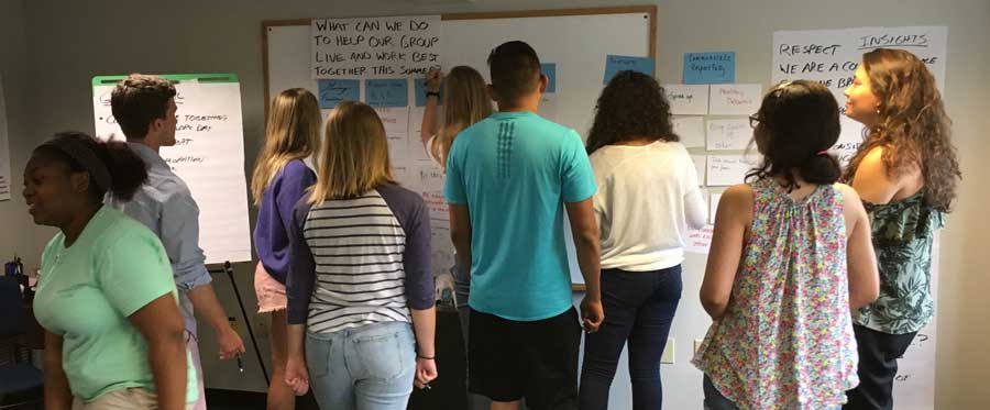 Students with their backs facing the camera