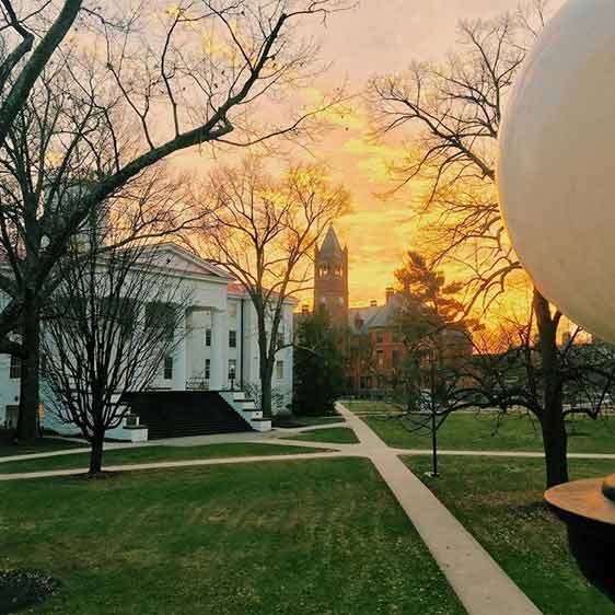 Sunset behind Glatfelter Hall