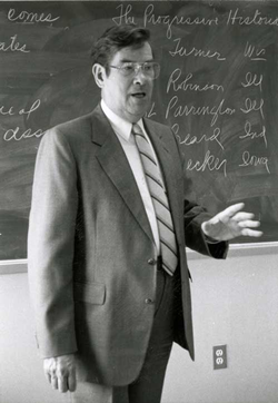 Charles H. Glatfelter stands teaching