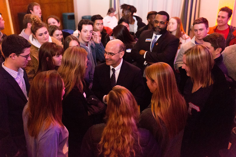 Pres. Iuliano with students