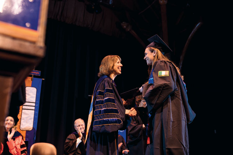 Janet Morgan Riggs at a Graduation Ceremony