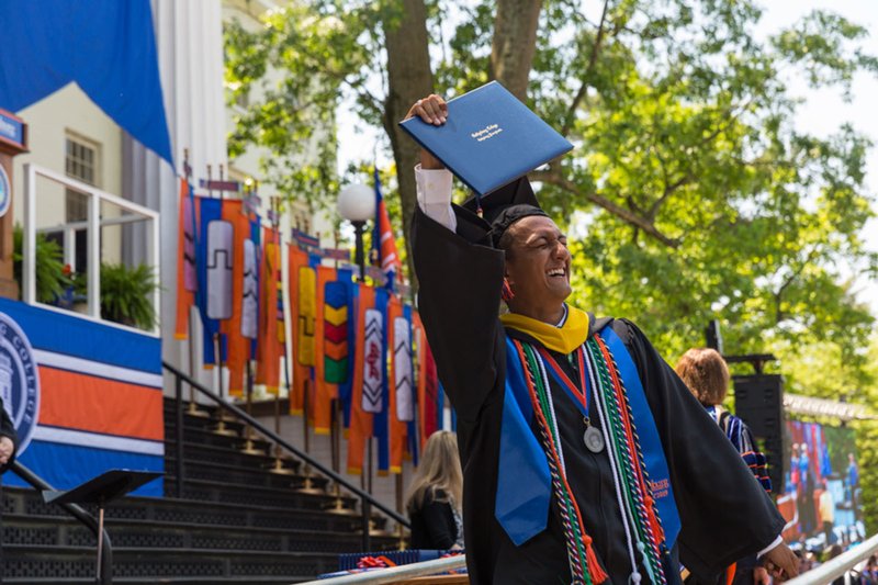 Graduate receives his diploma