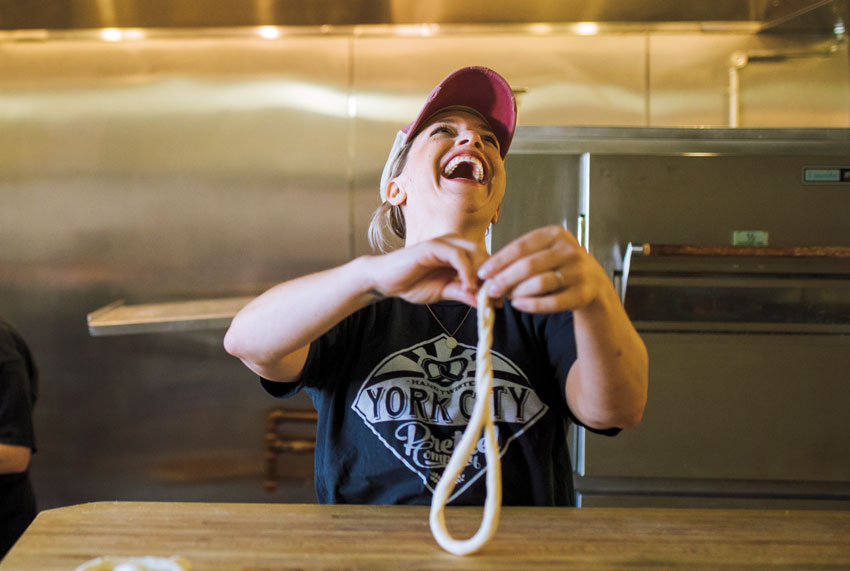 Meagan Given making a pretzel from scratch