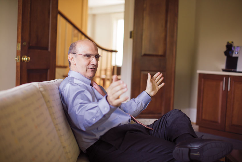 Bob Iuliano being interviewed at Gettysburg College