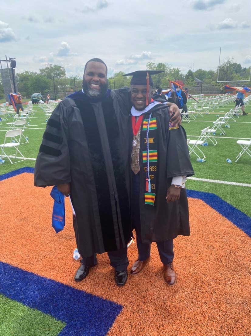Darrien Davenport with Hassan Williams Kone at graduation