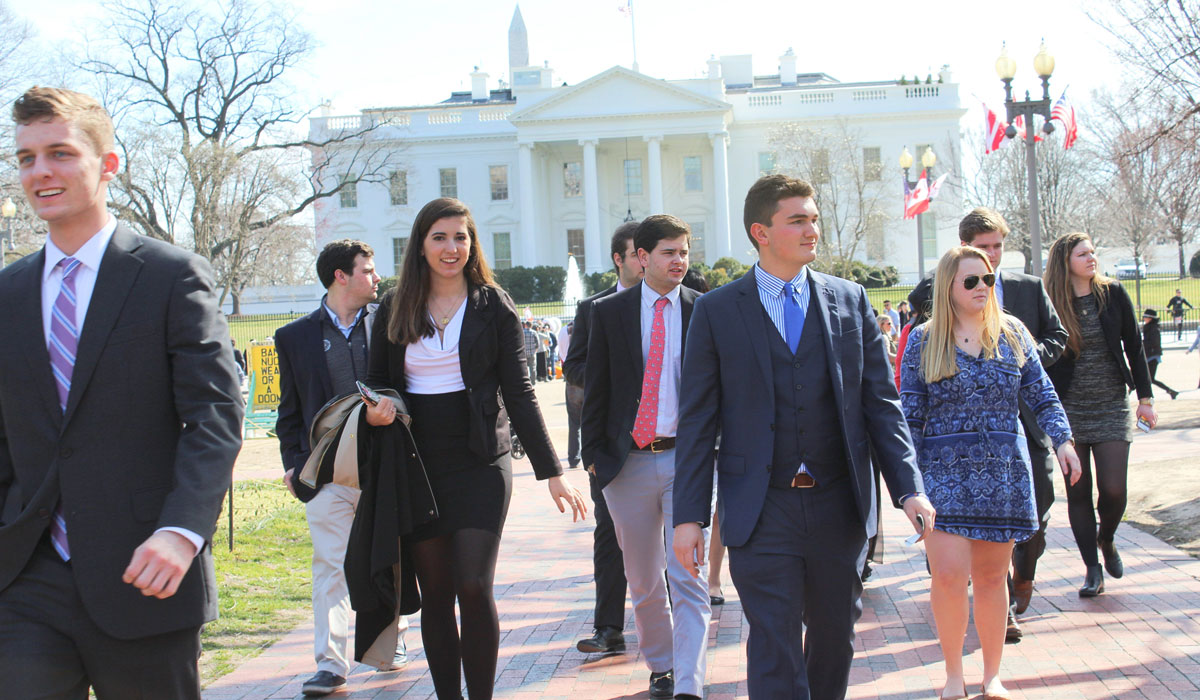 Students walking in downtown Washington, D.C.