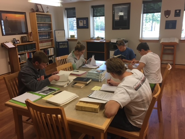 Students working on the Killed at Gettysburg project in a library