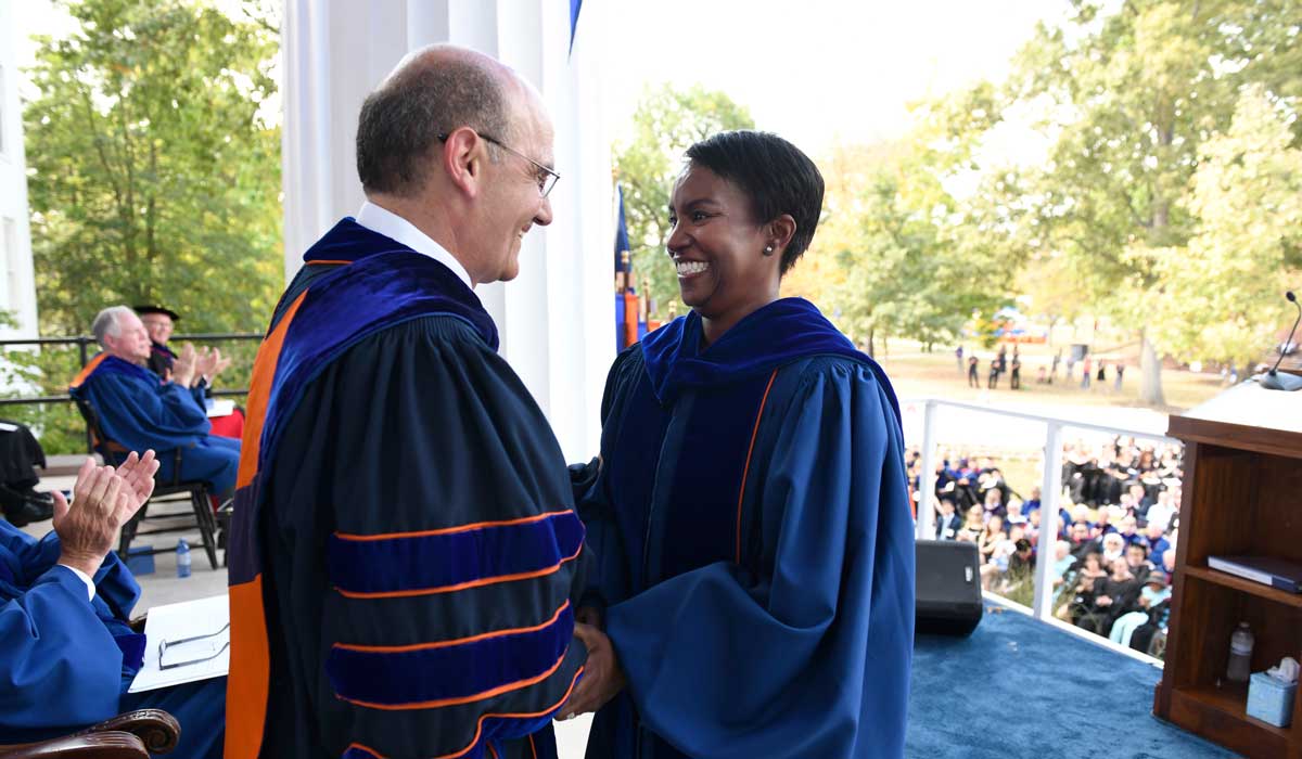 Lauren Bright and President Bob Iuliano at his installation ceremony