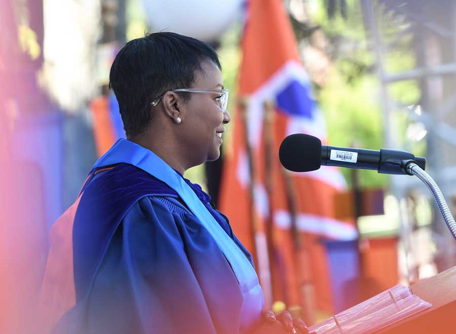 Lauren W. Bright standing at the podium