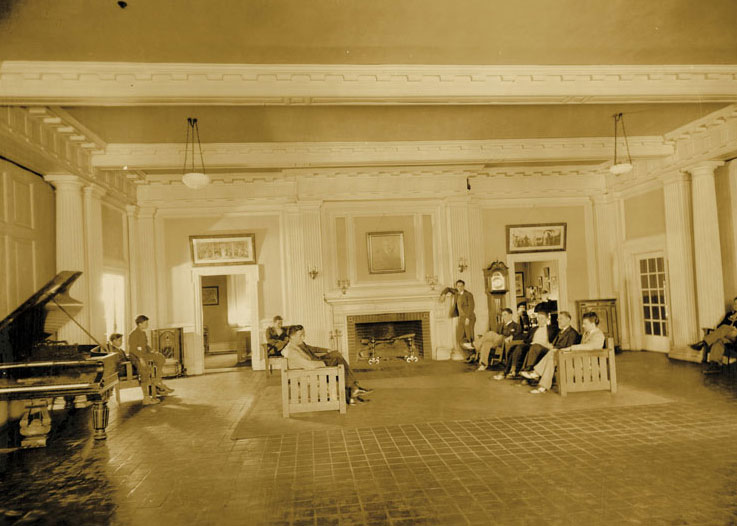 The lobby of Huber Hall in 1929