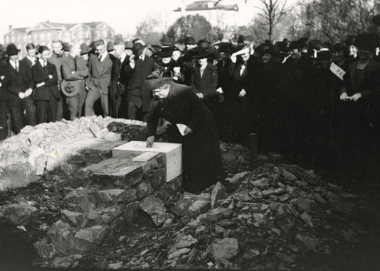 The laying of the cornerstone of Weidensall Hall in 1919