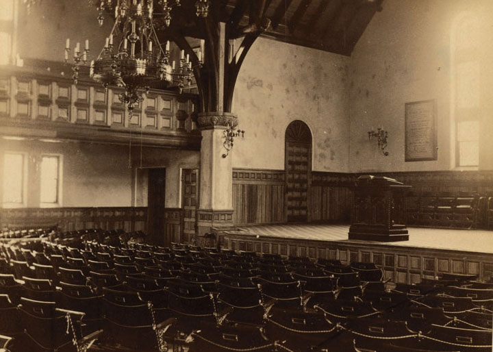 Interior view of Brua Chapel circa 1890