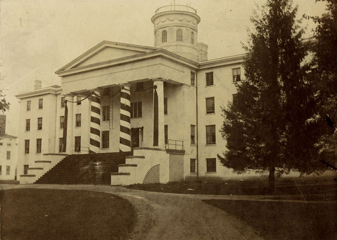Penn Hall’s pillars mourning the assassination of President McKinley