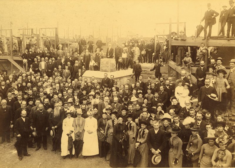 Ceremony for laying the cornerstone of Glatfelter Hall in 1888