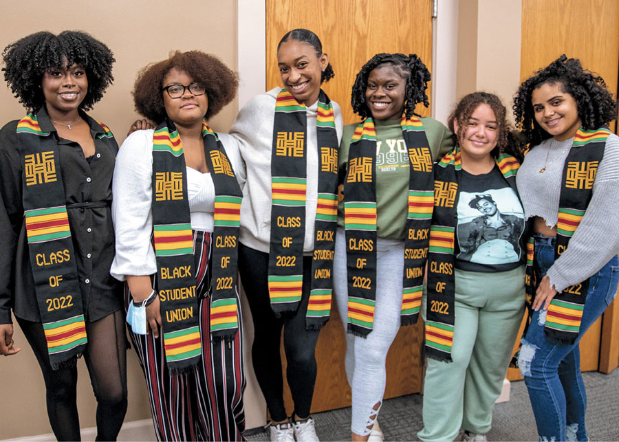Black Student Union members wearing stoles