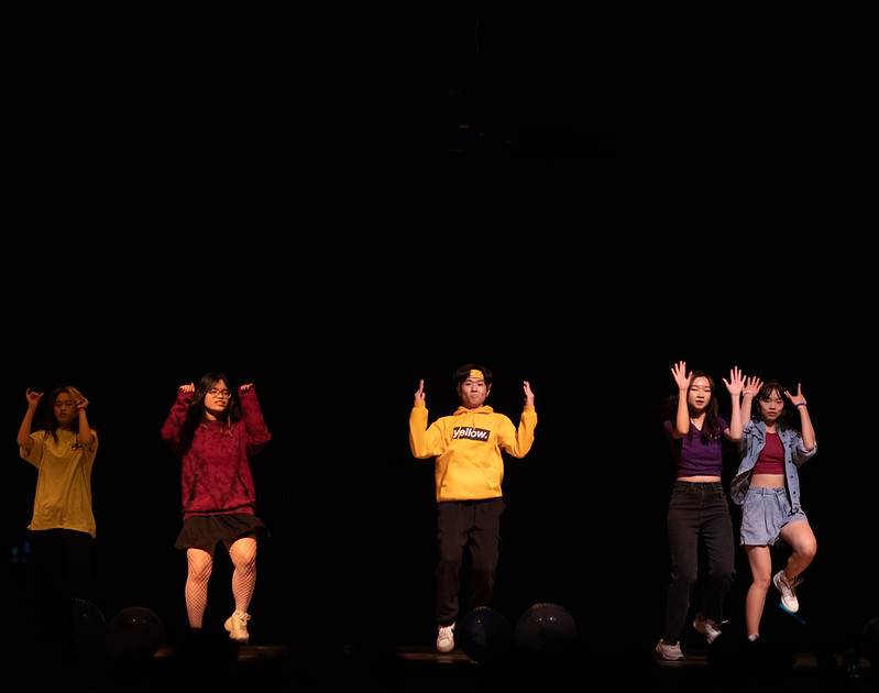 Students dancing on stage