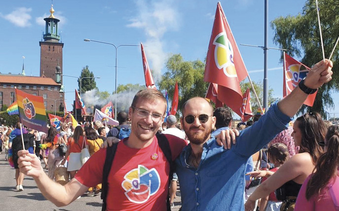 Douglas Page at a Gay Pride event in Stockholm