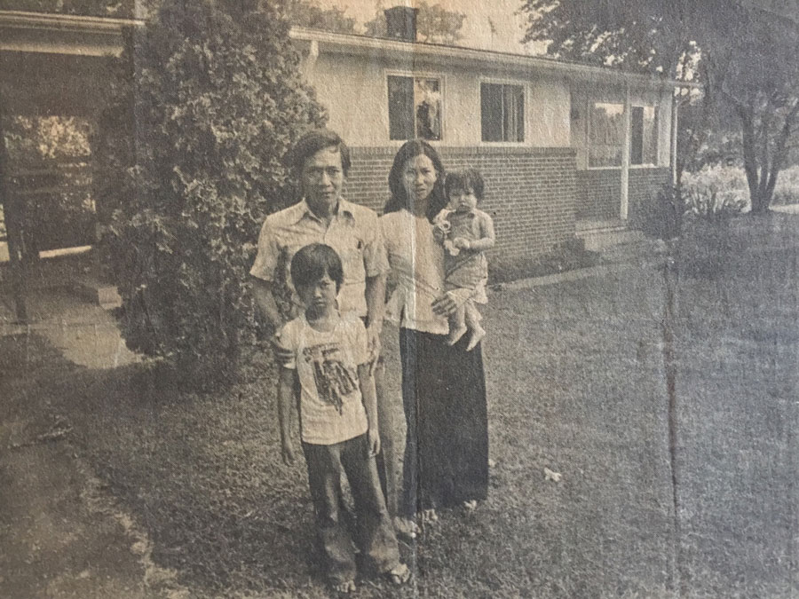 A picture from Murphy’s childhood with her mother, Luu Dang; father, Liem Dang; and her older brother, Dat Dang