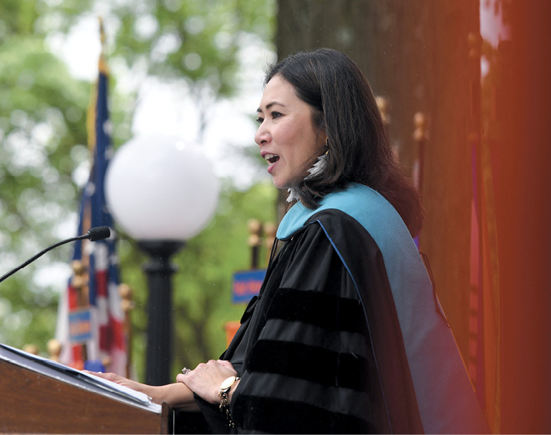 Stephanie Murphy at the podium during Commencement