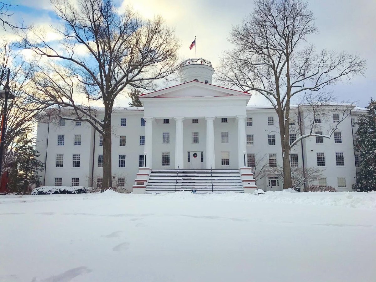Penn Hall on a snowy day