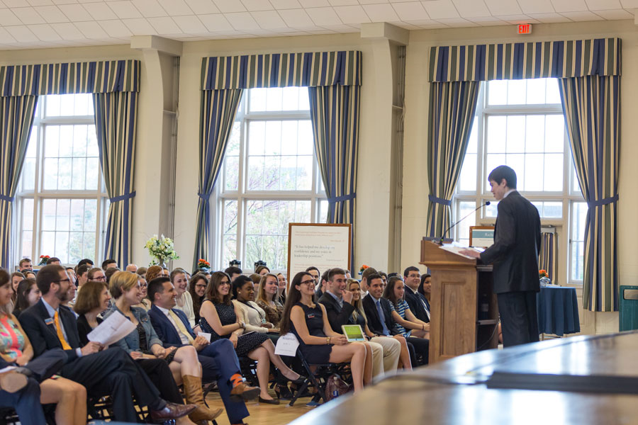 Ben Pontz addresses the crowd during an event