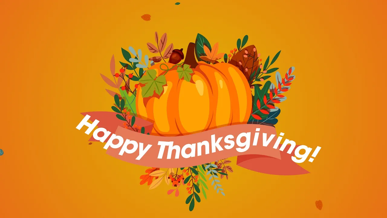 Pumpkin Graphic with Happy Thanksgiving in text