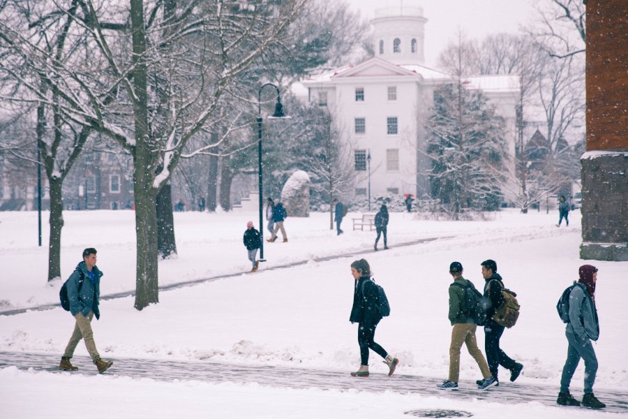 Students walking on campus