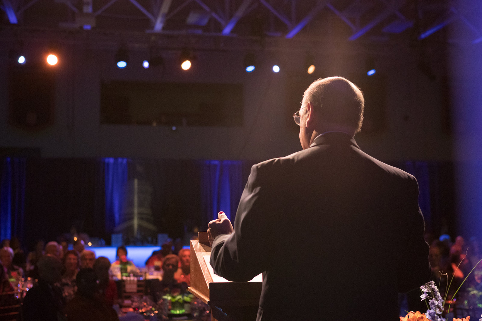 View into the crowd as President Iuliano speaks