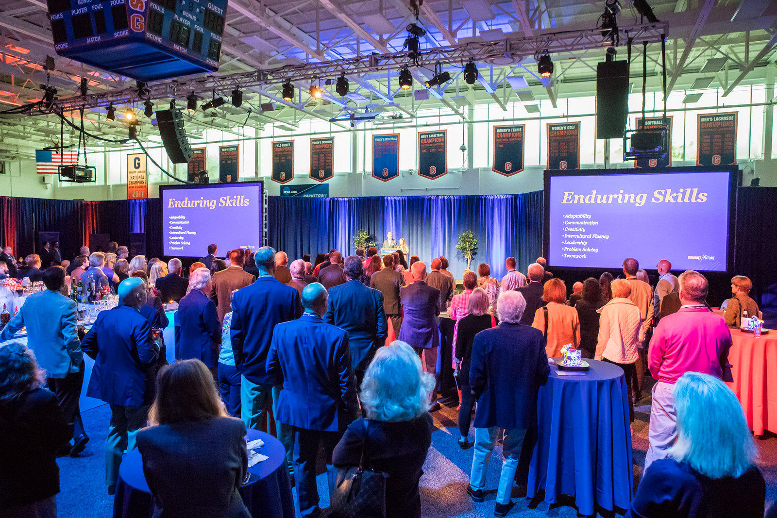 Presentation is delivered to a crowded room at a Gettysburg College event