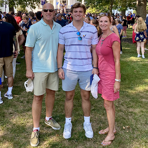 Dennis and Colleen Papadeas P’26 with their son Robert ’26