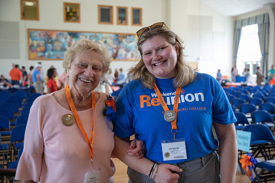 Reunion Weekend’s oldest attendee Evelyn Fluck Babylon and a recent graduate