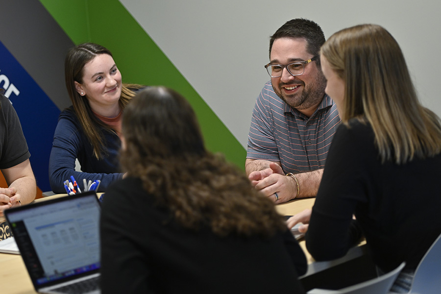 A group of students having a conversation