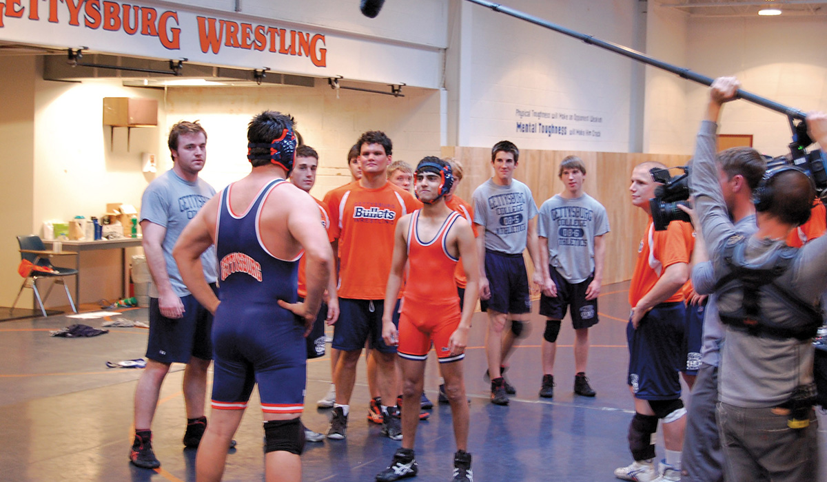 A group of wrestlers