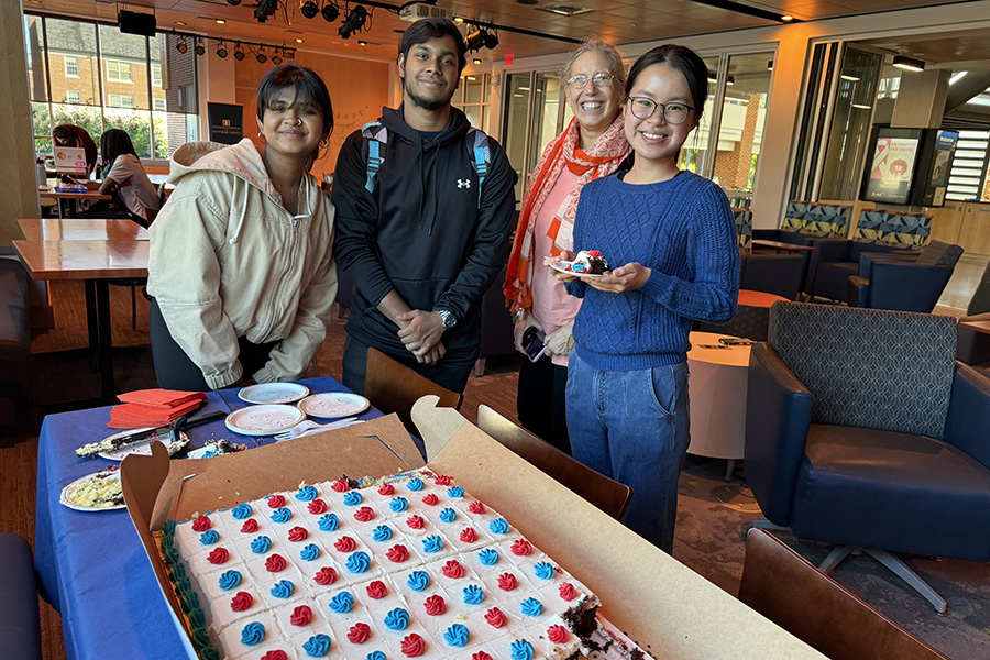 A group of people pose for a photo