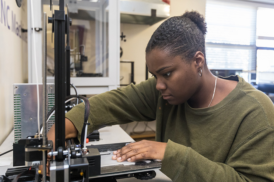 A student in the lab