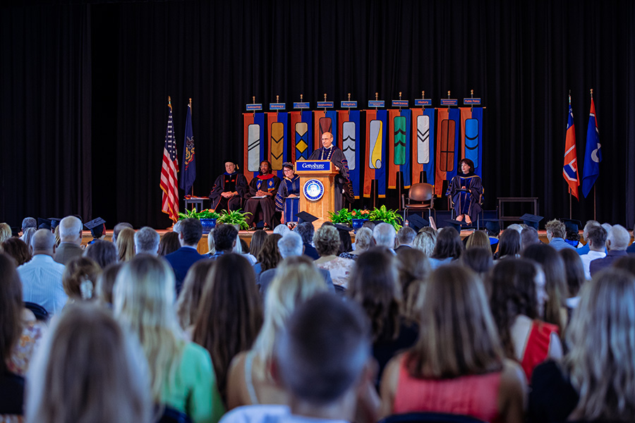 President Iuliano addresses the graduates and their families  