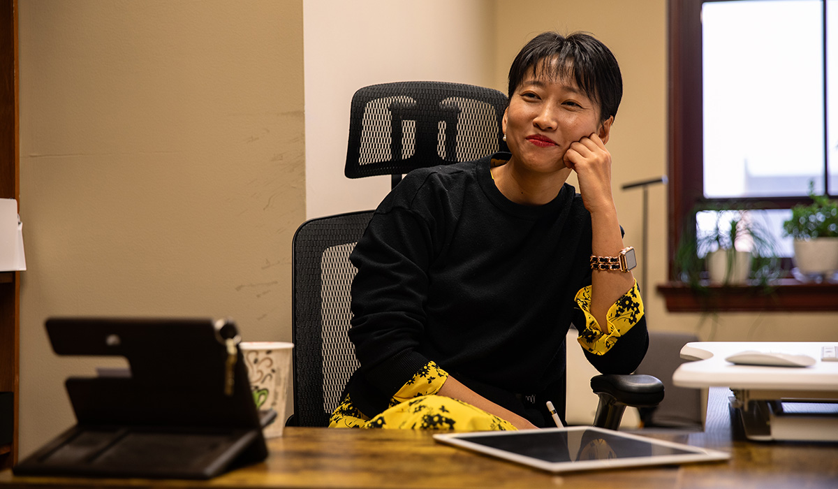 Political Science Prof. Ae sil Woo in her office