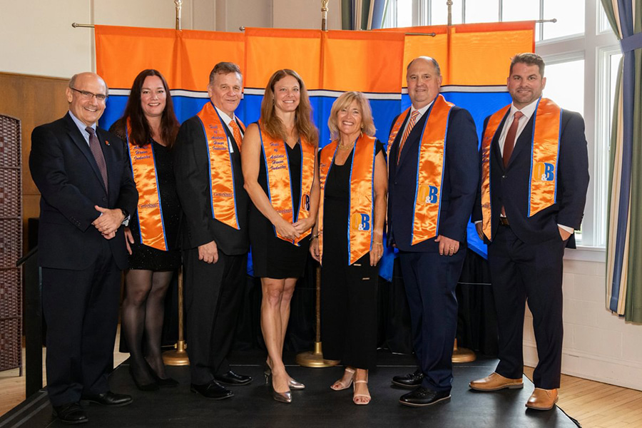 Gettysburg President Bob Iuliano with Hall of Honor Inductees .