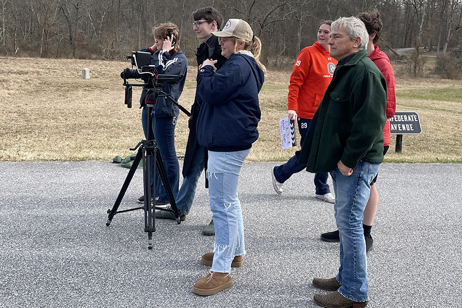 Brinkman and his class filming