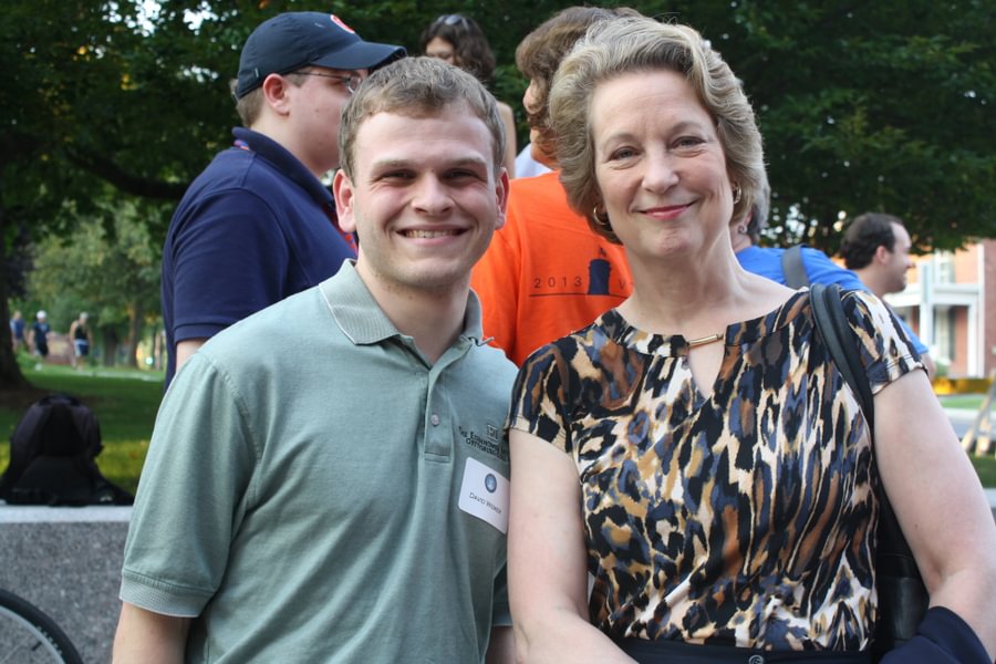 Wemer with Susan Eisenhower at the 2013 First-Year Walk.