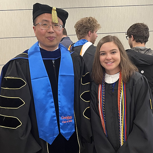 Ella Zimmerman ’24 with East Asian Studies Chair Junjie Luo