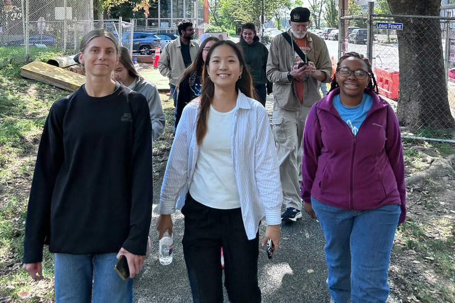 Students taking a walk