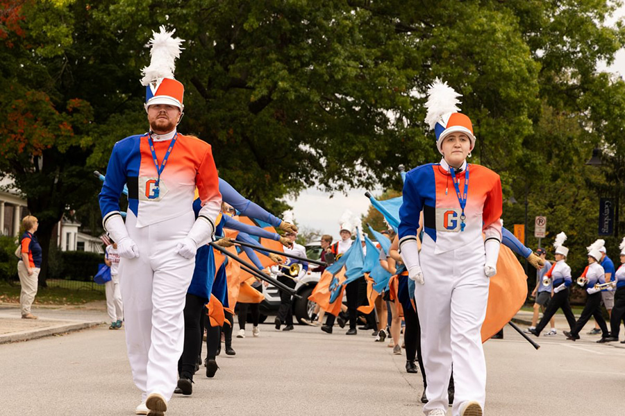 The Bullets Marching Band heads down Lincoln Avenue.
