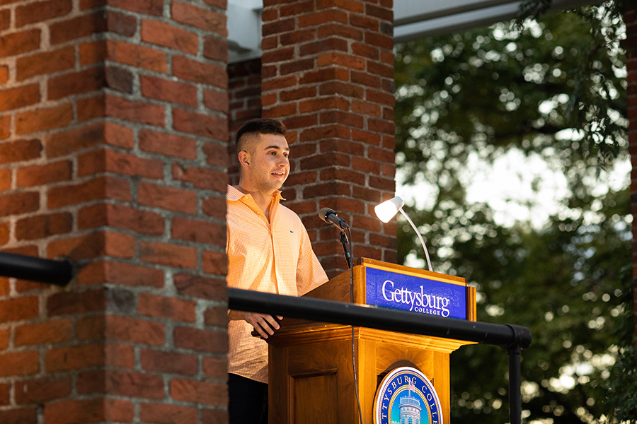 Jack Comegno ’24 addresses members of the Class of 2024