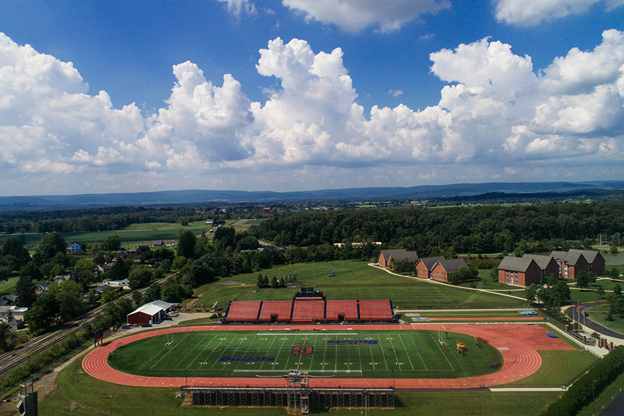 An aerial view of the stadium