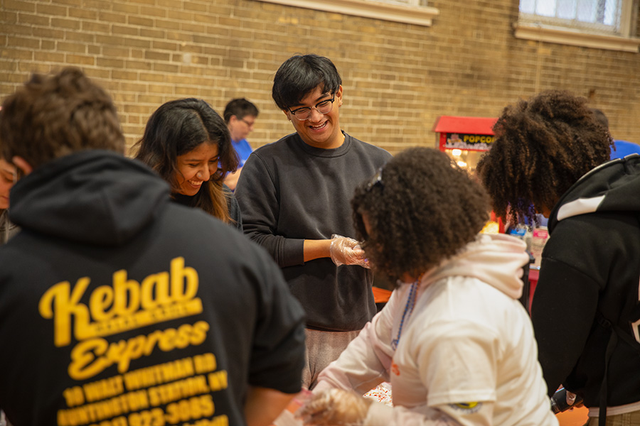 Students tie-dyed shirts at the Festival. 