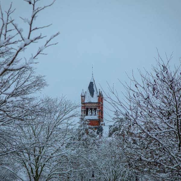 A winter picture of Gettysburg College