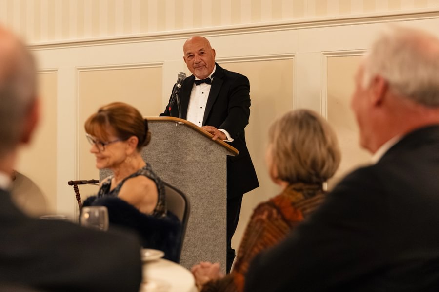 Emeriti Trustee David LeVan ’68 speaks at the Centennial Gala.