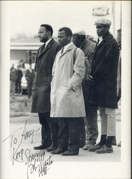 signed photo from Bob Mants, 1998, showing civil rights leaders on Bloody Sunday, 1965.
