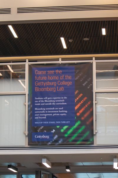 Banner promoting the future Gettysburg College Bloomberg Lab